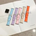 Makronen-Lederbänder für Apple Watch Se 7 6 5 38 40 42 44mm Echtes Leder I Watch Loops Modestücke für den Frühling 2022