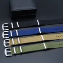Custom Logo Vintage Striped Nylon Nato Watch Straps 22mm 1.4mm Seatbelt Watch Band