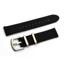 2 Rings Two Piece Seatbelt Black Nato Strap With Brushed Buckle