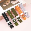 New Colorful Elastic Wristbands Wth Stainless Steel Loop For Apple Watch Se 7 6 5 38 40 42 44mm Nylon Watch Straps Loops