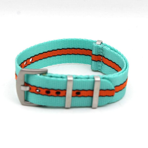 green black orange stripes seatbelt watch strap